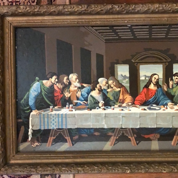 DaVinci Last Supper Acrylic Hand-Paint Framed - Picture 3 of 16